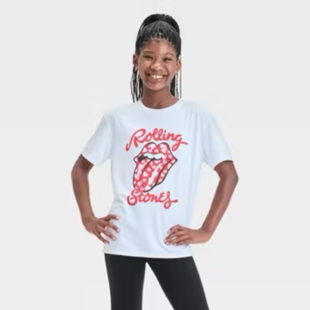 NWT Kids Rolling Stones Hearts Short Sleeve Tee